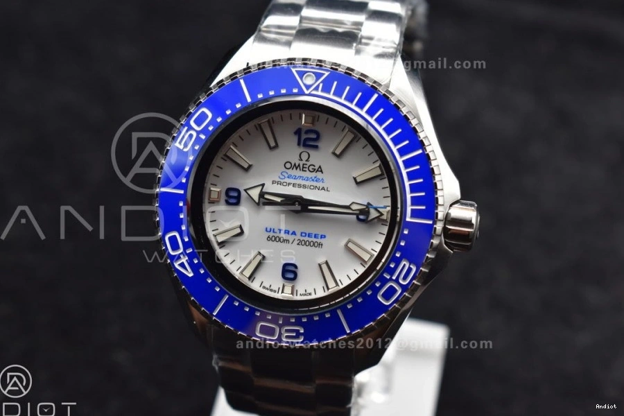 Ultra Ceramic Seamaster A2824 Dial 1:1 Edition TF White Best 6000M on SS Bracelet Bezel Deep SS Blue 1218